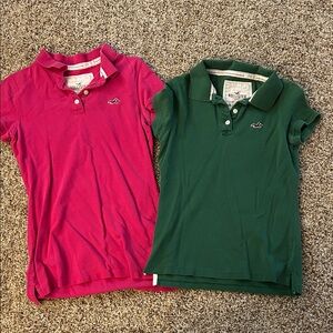 Hollister Women’s Polo Shirts - Vibrant Pink & Deep Green